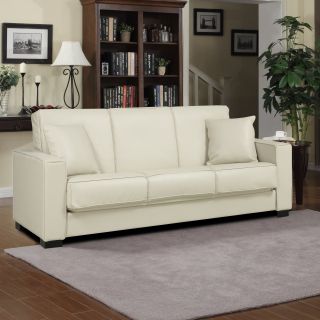 Handy Living Puebla Convert a Couch®   Cream Renu Leather   Sleeper Sofas