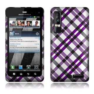 Motorola Droid 3 XT862 Purple Plaid Rubberized Cover Cell Phones & Accessories