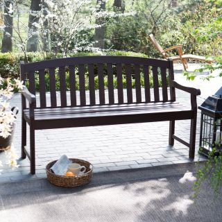 Coral Coast Curved Back 5 ft. Outdoor Wood Garden Bench   Dark Brown   Outdoor Benches