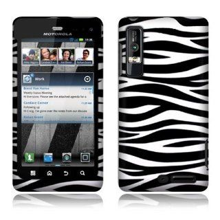 Motorola Droid 3 XT862 Black/White Zebra Rubberized Cover Cell Phones & Accessories