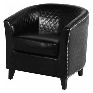 Mia Black Leather Quilted Club Chair   Leather Club Chairs