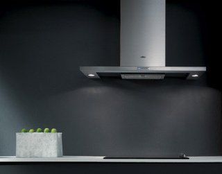 Elica Collection EATX36SS 36'' Atlantis Wall Mount Chimney Range Hood with Optional Internal/In Line Blowers, 3 Speed Light Soft Controls, Halogen Lighting and Passive Silencer