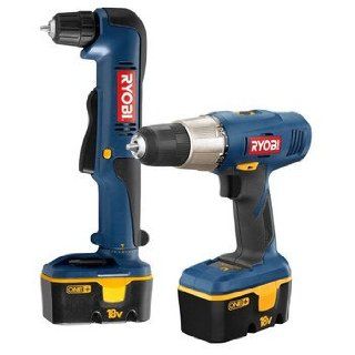 Factory Reconditioned Ryobi ZRP863 ONE Plus 18V Cordless Ni Cd Drill and Right Angle Drill Combo Kit   Power Tool Combo Packs  