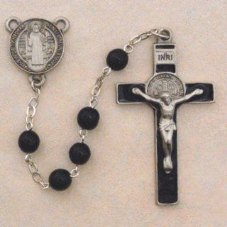 Pewter 7MM Black St. Benedict Rosary (863D/F) Unknown 
