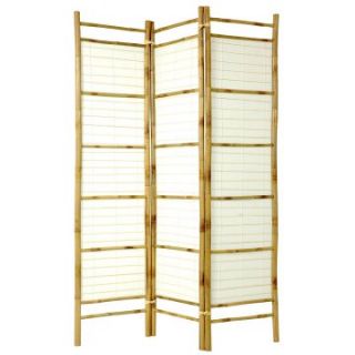 Oriental Furniture Burnt Bamboo With Rice Paper Room Divider   Room Dividers