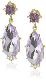 Judith Ripka "Candy" Candy Pear Drop with Square Stone Purple Earrings Earrings For Women Jewelry