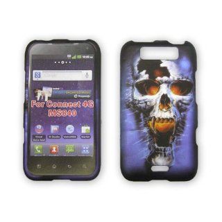 LG Connect 4G MS840 Rubberized Blue Skull Design Hard Cover Faceplate Snap on Protector Case. 