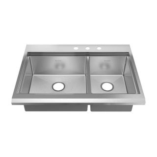 American Standard Prevoir 11CR.253383.073 Double Basin Drop In Sink   Kitchen Sinks