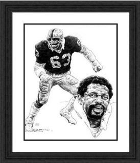 Framed Gene Upshaw Oakland Raiders   Black Double Mat  Sports Related Collectibles  Sports & Outdoors