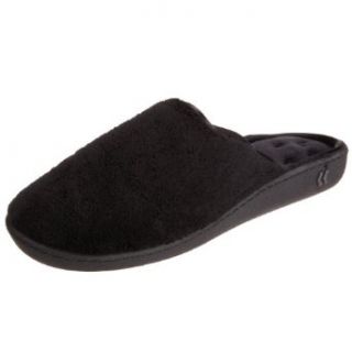 Isotoner Women's  Microterry PillowStep Satin Cuff Clog Slippers , Black,6 1/2   7 Clothing