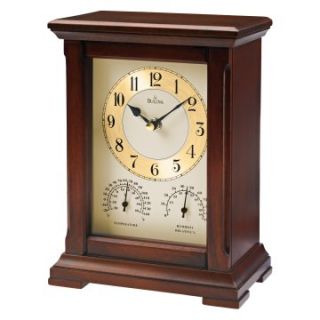 Bulova Sherwood Mantel Clock with Thermometer & Hygrometer   Mantel Clocks