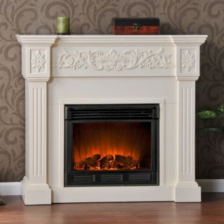 Southern Enterprises Calvert Ivory Electric Fireplace   Electric Fireplaces