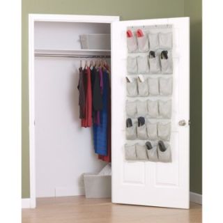 Household Essentials 24 Pocket Over the Door Shoe Organizer   Cotton Blend   Shoe Storage