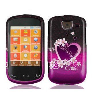 Purple Love Rubber Texture Samsung U380 Brightside Snap on Cell Phone Case + Microfiber Bag Cell Phones & Accessories
