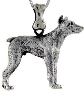 Sterling Silver Doberman Pinscher Dog Pendant  Jewelry