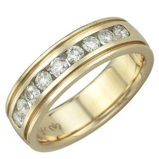 14K Yellow Gold 0.74cttw Round Shaped White Brilliant Diamond Men's Ring Jewelry