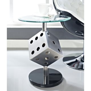 Powell Snake Eyes Metal and Glass Table   End Tables