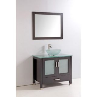 Legion Furniture 36 in. Single Bathroom Vanity Set with Glass Top   Single Sink Bathroom Vanities