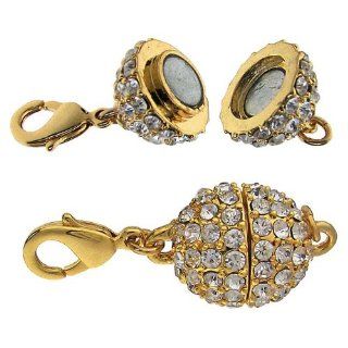 Beadelle Crystal 12mm Round Pave Magnetic Clasp Gold Plated / Crystal (1 Piece)