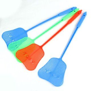 4 Pcs Assorted Color Long Handle Fan Shaped Fly Swatter   Decorative Hanging Ornaments
