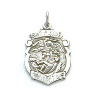 St. Michael Sterling Silver Medal Pendant 18" Steel Chains Jewelry