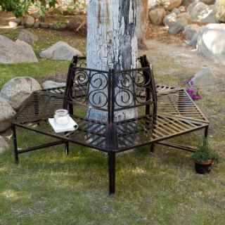 Coral Coast Scrollback Metal Tree Surround Bench   Outdoor Benches
