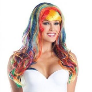 Curly Long Rainbow Adult Wig Clothing