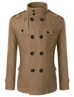 Doublju Mens Breasted Wool Coat at  Mens Clothing store Wool Outerwear Coats