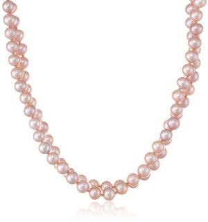 Pink Freshwater Cultured AA Quality Pearl (6.5 7mm) Necklace with 14k Yellow Gold Clasp, 60" Jewelry
