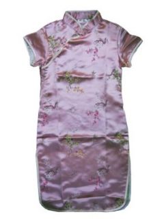 Pink Blossom and Leaves Little Chinese Qipao Dress Clothing