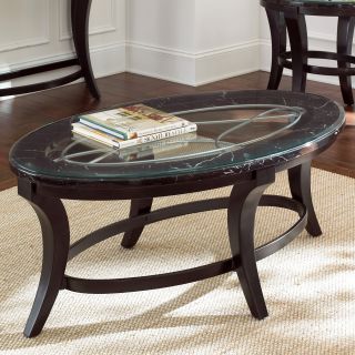 Steve Silver Cayman Oval Marble and Glass Top Coffee Table   Coffee Tables