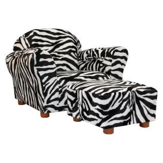 Fantasy Furniture Roundy Kids Chair Zebra with Ottoman   Kids Arm Chairs