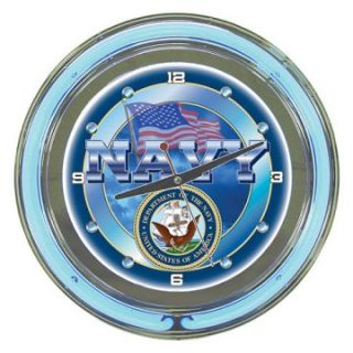 Trademark Global US Navy Logo 14 in. Neon Wall Clock   Wall Clocks