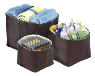 Faux Leather Nested Tote Baskets   Bathroom Hampers