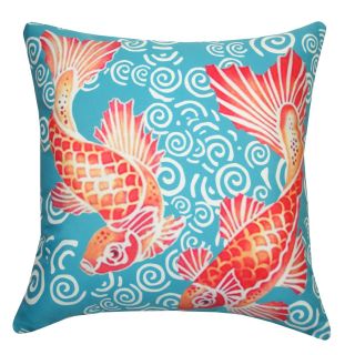 Divine Designs Koi Indoor / Outdoor Pillow   20L x 20W in.   Teal   Outdoor Pillows