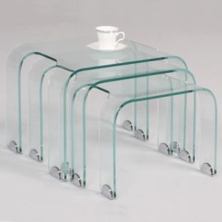 Chintaly Prince Nested Bent Glass 3 Piece Cocktail Table Set   Coffee Table Sets