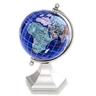 Kalifano Caribbean Blue 3 in. Gemstone Globe with Contempo Stand   Globes