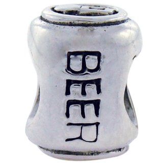 Biagi Beer Can Sterling Silver Bead, Pandora Compatible Charms Jewelry