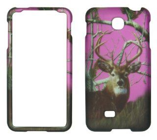 2D Pink Camo Deer Realtree LG Escape P870 AT&T Case Cover Hard Phone Case Snap on Cover Rubberized Touch Protector Cases Cell Phones & Accessories