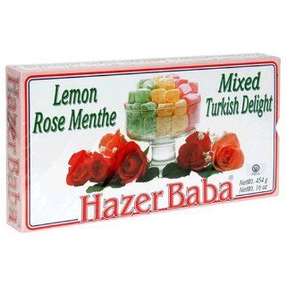 Hazer Baba Mixed Turkish Delight, Lemon Rose Menthe, 16 Ounce Boxes (Pack of 4)  Grocery & Gourmet Food