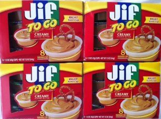 Jif to Go Creamy Peanut Butter, 8 Single 1.5 Oz. Cups (Pack of 4)  Jif Peanut Butter On The O  Grocery & Gourmet Food