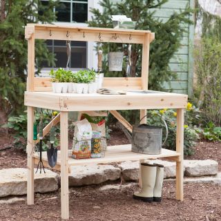Coral Coast Walton Cedar Wood Potting Bench with Sink   Potting Benches