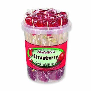 Melville Candy Lollipops, Strawberry Stirrers, 0.4 Ounce Lollipops (Pack of 24)  Suckers And Lollipops  Grocery & Gourmet Food