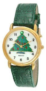 Trax TR848 Christmas Tree Green Leather Singing Musical Watch Watches