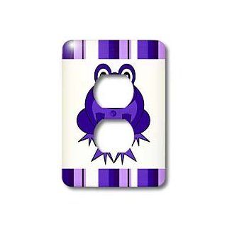 3dRose lsp_24658_6 Cute Happy Purple Frog with Stripes 2 Plug Outlet Cover   Outlet Plates  