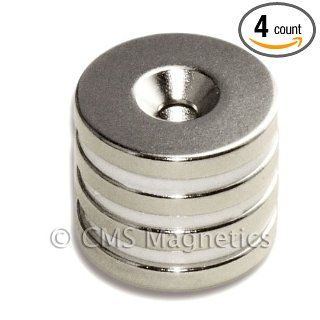 4 Count CMS Magnetics Neodymium Magnet N42 7/8" x 1/8" w/ Countersunk Hole for #8 Screws Industrial Rare Earth Magnets