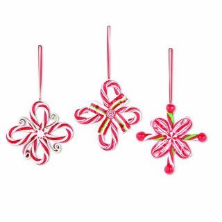 Ribbon and Candy Cane Ornament Set of 3   Decorative Hanging Ornaments