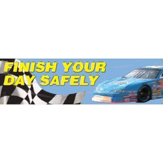 Accuform Signs MBR852 Reinforced Vinyl Motivational Safety Banner "FINISH YOUR DAY SAFELY" with Metal Grommets and Racing Graphic, 28" Width x 8' Length Industrial Warning Signs