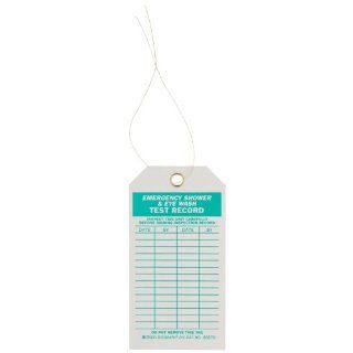Brady 86670 3" Width x 5 3/4" Height B 853 Cardstock, Green on White Inspection and Material Control Tag, Header "Emergency Shower and Eye Wash Test Record", Pack of 100 Industrial Warning Signs