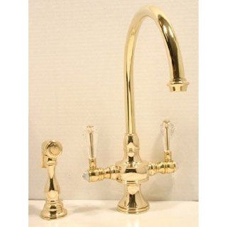 Paul Decorative C853 40SN SN Satin Nickel Kitchen Fixtures Bar & Kitchen Faucet With Side Spray With Crystal lever handles.   Kitchen Sink Faucets  
